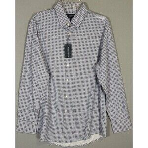 NWT Mizzen Main Performance Menswear Shirt Mens M Geometric Button Up Trim Fit